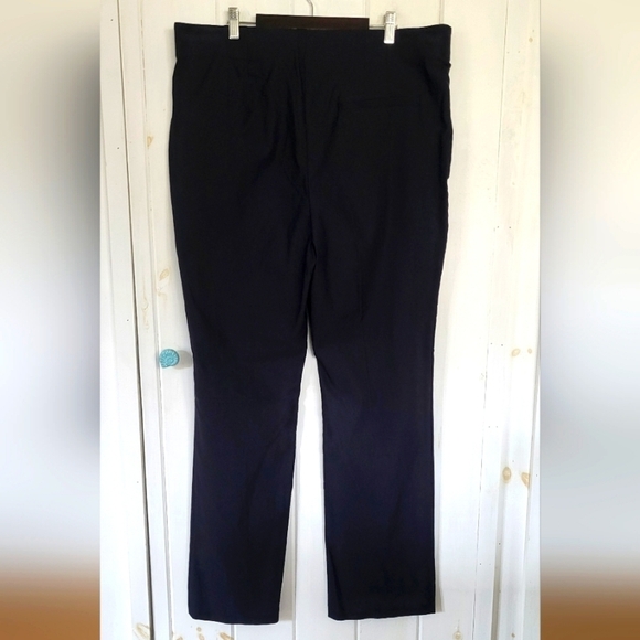 Tribal Navy Blue Bootleg Split Hem Pull On Dress Pants - Picture 4 of 10